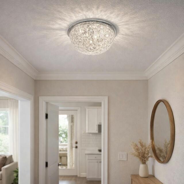 Rackhams Donte Polished Chrome & Acrylic LED Small Flush Ceiling Light - image 1