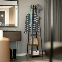 Rackhams Industrial Coat Stand With 2 Shelves - thumbnail 1