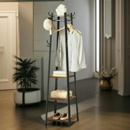 Rackhams Industrial Coat Stand With 2 Shelves - thumbnail 5