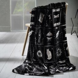 Rackhams Enchanted Witchcraft Cosy Fleece Blanket Throw Black - 130 x 170 cm - Black