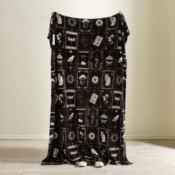 Rackhams Enchanted Witchcraft Cosy Fleece Blanket Throw Black - 130 x 170 cm - Black - thumbnail 3