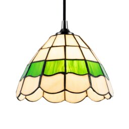 Rackhams Traditional Green and Amber Stained Glass Tiffany Pendant Lighting Shade - thumbnail 3
