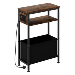 Rackhams Slim Side Table with Charging Station Storage Narrow End Table Sofa Living Room - thumbnail 1