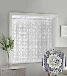 "Rackhams White Floral Textured Voile Louvre Vertical Pleated Window Blind Panel - White - 72"" (183cm) Width x 54"" (137cm) Drop" - thumbnail 1