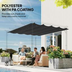 Rackhams Pergola Cover Roof, 2.86 x 2.45 m Retractable Sun Shade Top for 3 x 2m Pergola Frame, UV30+ Protected, Dark Grey - thumbnail 5