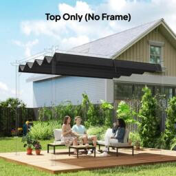 Rackhams Pergola Cover Roof, 2.86 x 2.45 m Retractable Sun Shade Top for 3 x 2m Pergola Frame, UV30+ Protected, Dark Grey - thumbnail 2