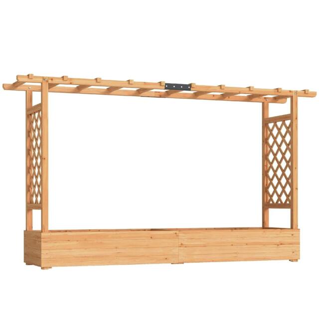 Rackhams Raised Planter with Trellis, Wooden Raised Bed for Garden with Hanging Roof and Drainage Holes, Outdoor Planter Box