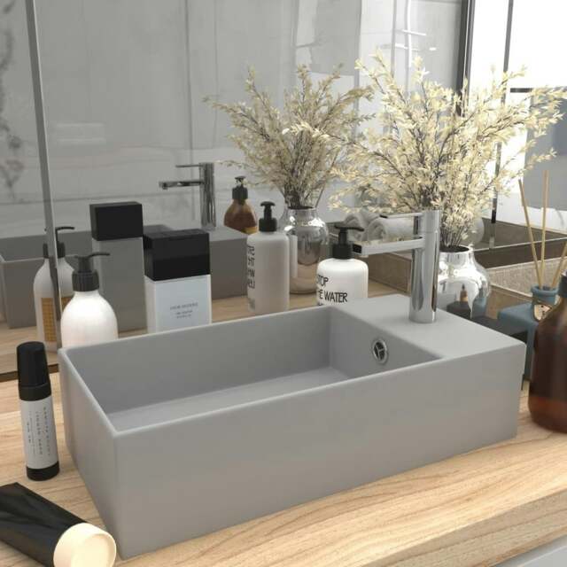 Rackhams Bathroom Sink with Overflow Ceramic Light Grey