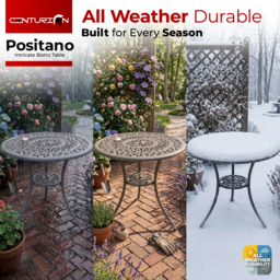 Rackhams POSITANO Garden and Patio Grey Cast Aluminium Bistro Table - Grey - thumbnail 5