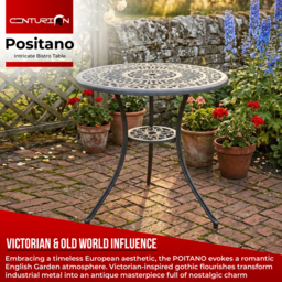 Rackhams POSITANO Garden and Patio Grey Cast Aluminium Bistro Table - Grey - thumbnail 2