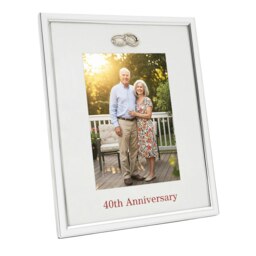 Rackhams 40th Anniversary Silver Plated 5x7 Picture Frame with Double Diamante Rings - thumbnail 2