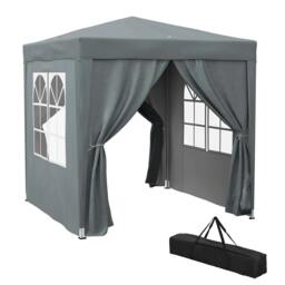 Rackhams Garden Pop Up Gazebo Marquee Party Tent Canopy with free Carrying Case, Removable 2 Walls, 2 Windows, 2m x 2m, Grey - thumbnail 1