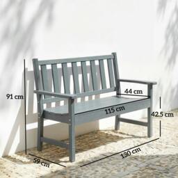 Rackhams 2 Seater Plastic Garden Bench, Outdoor Patio Furniture, Grey - HDPE - garden bench - Grey - thumbnail 3