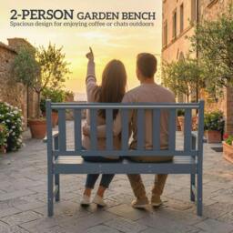 Rackhams 2 Seater Plastic Garden Bench, Outdoor Patio Furniture, Grey - HDPE - garden bench - Grey - thumbnail 5