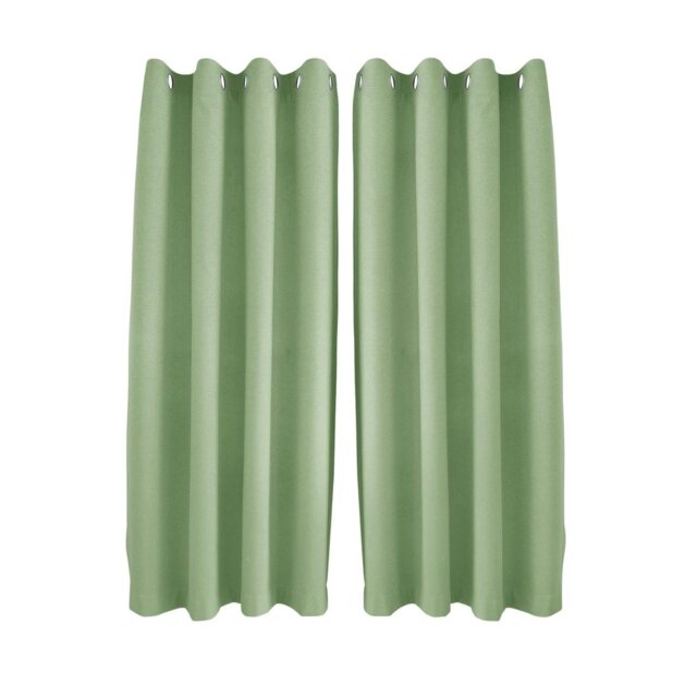 Rackhams Olive Green Linen Blackout Eyelet Curtains - 46x54 Inch Drop - 2 Panel - image 1