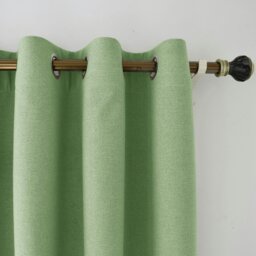 Rackhams Olive Green Linen Blackout Eyelet Curtains - 46x54 Inch Drop - 2 Panel - thumbnail 2