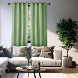 Rackhams Olive Green Linen Blackout Eyelet Curtains - 46x54 Inch Drop - 2 Panel - thumbnail 6