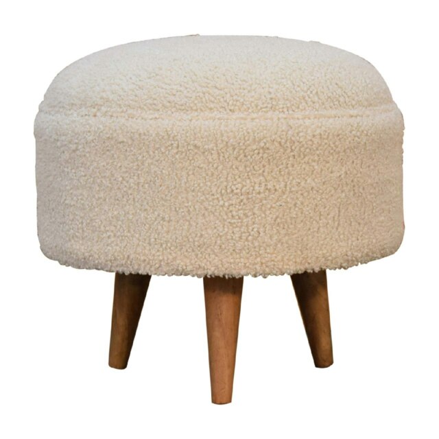 Rackhams Cream Boucle Rounded Footstool - image 1