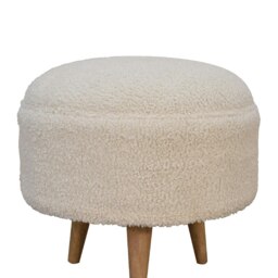 Rackhams Cream Boucle Rounded Footstool - thumbnail 4