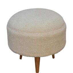 Rackhams Cream Boucle Rounded Footstool - thumbnail 2