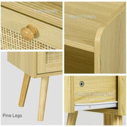 Rackhams Set of Two Rattan Weave Bedside Tables - Wood Effect - thumbnail 5