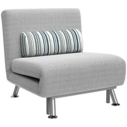 Rackhams Single Sofa Bed, 1 Person Sleeper Foldable Lounge with Pillow, Light Grey - thumbnail 1