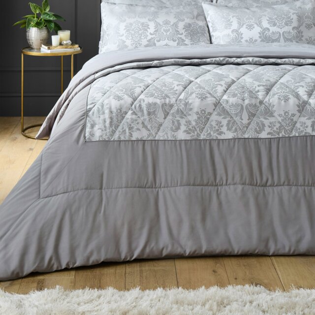Rackhams Damask Jacquard Bedspread - Silver Grey - image 1
