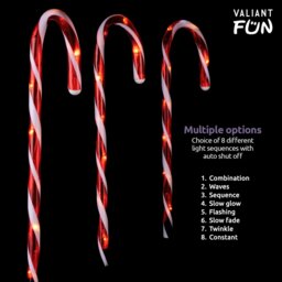 Rackhams Christmas Candy Cane Pathway Lights - 8 Pack - Valiant Christmas Candy Cane Pathway Lights - 8 Piece Set - thumbnail 6