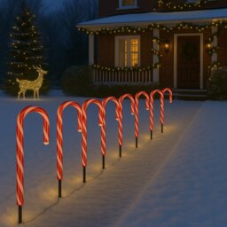 Rackhams Christmas Candy Cane Pathway Lights - 8 Pack - Valiant Christmas Candy Cane Pathway Lights - 8 Piece Set