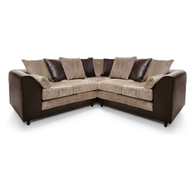 Rackhams Ferguson / Luca Mixed Fabric 5 Seater Corner Sofa - Scatter Back - Brown and Beige - image 1