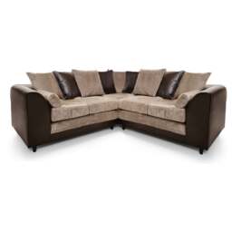 Rackhams Ferguson / Luca Mixed Fabric 5 Seater Corner Sofa - Scatter Back - Brown and Beige - thumbnail 1
