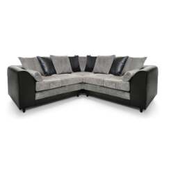 Rackhams Ferguson / Luca Mixed Fabric 5 Seater Corner Sofa - Scatter Back - Brown and Beige - thumbnail 2