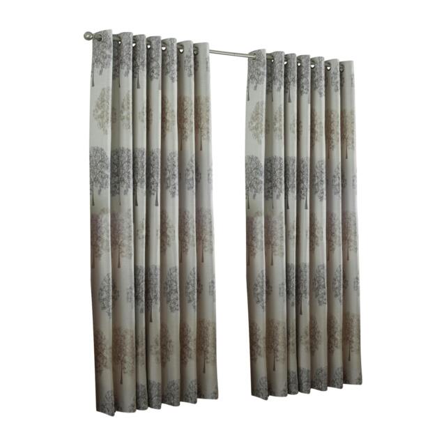 Rackhams Oakdale Tree Design Eyelet Curtains - Silver - 90 x 54in (229 x 137cm) - Silver - 100% Polyester