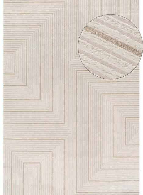 Rackhams Carmel Cream-Beige Geometric Rug - 6040 - 80X150 cm - image 1