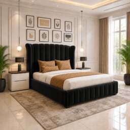 Rackhams Stylo Winged Bed - Super King - Solid Wood - Silver - thumbnail 6