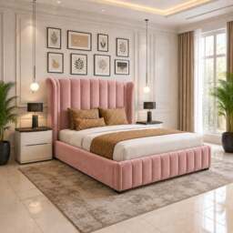 Rackhams Stylo Winged Bed - Super King - Solid Wood - Silver - thumbnail 5