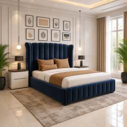 Rackhams Stylo Winged Bed - Super King - Solid Wood - Silver - thumbnail 2