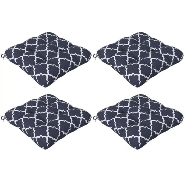 Rackhams 4-Piece Seat Cushion Pillows Replacement, Patio Chair Cushions Set with Ties for Indoor Outdoor, Blue - image 1