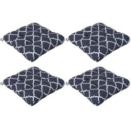 Rackhams 4-Piece Seat Cushion Pillows Replacement, Patio Chair Cushions Set with Ties for Indoor Outdoor, Blue - thumbnail 1