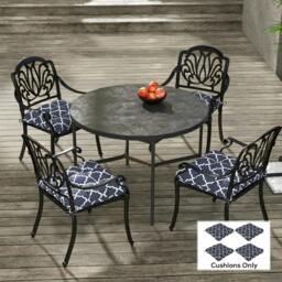 Rackhams 4-Piece Seat Cushion Pillows Replacement, Patio Chair Cushions Set with Ties for Indoor Outdoor, Blue - thumbnail 2