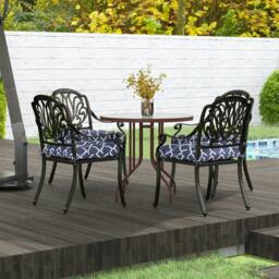 Rackhams 4-Piece Seat Cushion Pillows Replacement, Patio Chair Cushions Set with Ties for Indoor Outdoor, Blue - thumbnail 6