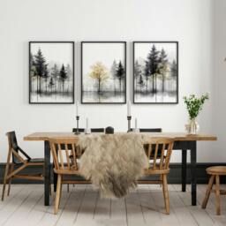 Rackhams Modern Living Room Wall Art - Set of 3 Asian Inspired Wall art Prints - A2 16.54 x 23.39 in / 42 x 59.4 cm - Satin Photo paper 280 gsm - Oak Frame - thumbnail 2