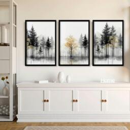 Rackhams Modern Living Room Wall Art - Set of 3 Asian Inspired Wall art Prints - A2 16.54 x 23.39 in / 42 x 59.4 cm - Satin Photo paper 280 gsm - Oak Frame - thumbnail 3