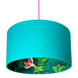 "Rackhams Bird Of Paradise Silhouette Lampshade in Jade Green - Ceiling Pendant / Arc Lamp - 45cm Diameter x 25cm Height / (18"" x 10"")" - thumbnail 1