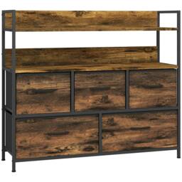 Rackhams Rustic Chest of Five Fabric Drawers - Rustic Brown - thumbnail 1