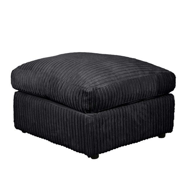 Rackhams Dylan Jumbo Cord Fabric Footstool in Black - Black - image 1