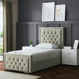 Rackhams Allegra Divan Bed with Upholstered Headboard - Beige - Single / 3ft