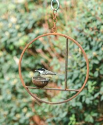 Rackhams Rusty Metal Abstract Hanging Bird Feeder - thumbnail 1