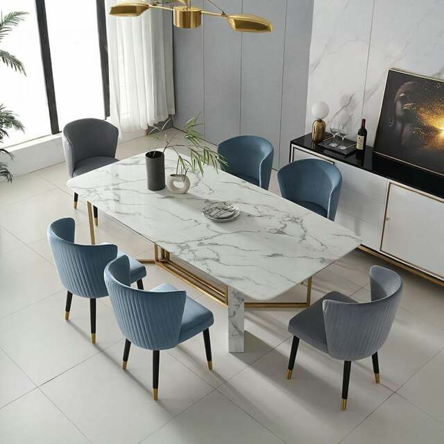 Rackhams FenX Dining Table, Dining Table, Sintered Stone And Gold - 220 x 110cm - image 1