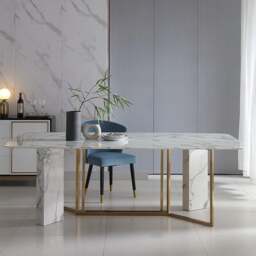 Rackhams FenX Dining Table, Dining Table, Sintered Stone And Gold - 220 x 110cm - thumbnail 3